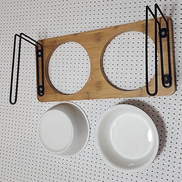 Tilted Raised Dog Feeder - two bowls - Picture 3 of 5